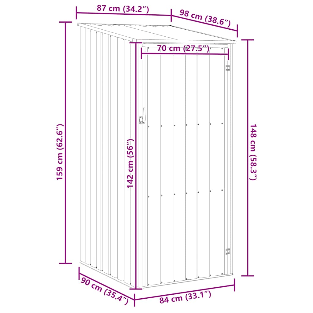 Garden Shed | Brown | Galvanised Steel | Medium | Garden Shed