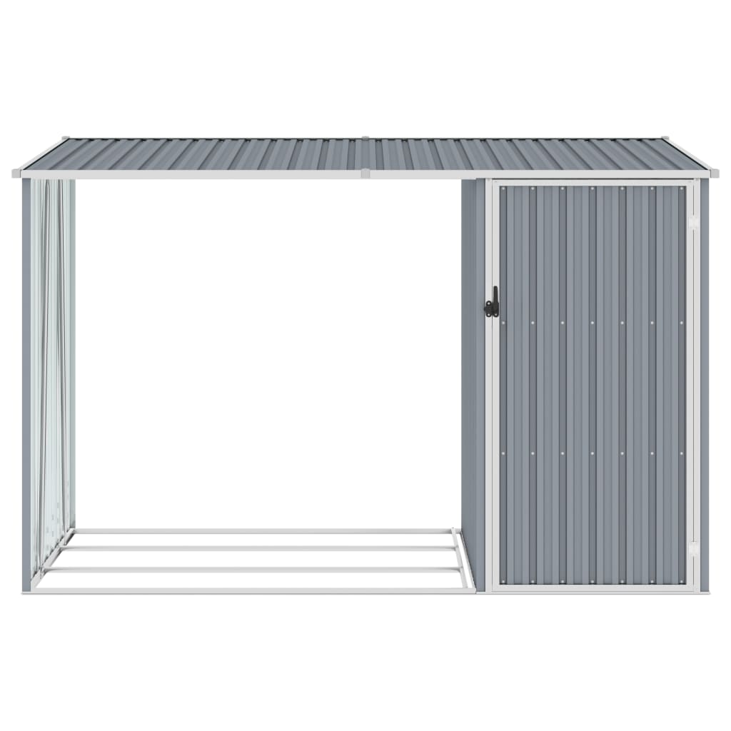 Garden Firewood Shed Grey 245x98x159 cm Galvanised Steel