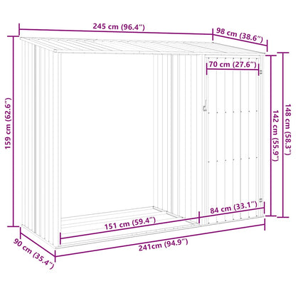 Garden Firewood Shed Anthracite 245x98x159 cm Galvanised Steel