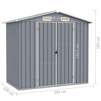 Garden Shed Grey 205x129x183 cm Galvanised Steel