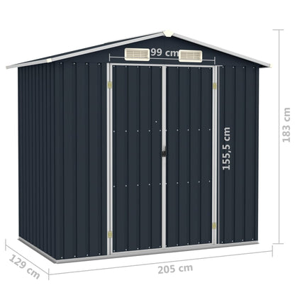 Garden Shed Anthracite 205x129x183 cm Galvanised Steel