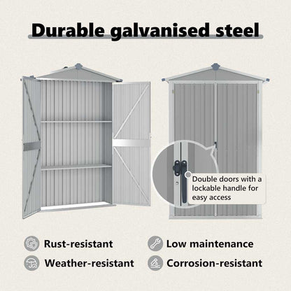Garden Shed Grey 116x45x175 cm Galvanised Steel
