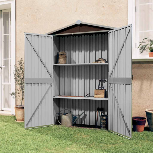 Garden Shed Brown Galvanized Steel and Plastic