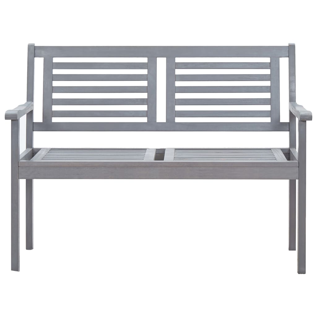 2-Seater Patio Bench 47.2" Gray Solid Wood Eucalyptus