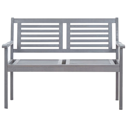 2-Seater Patio Bench 47.2" Gray Solid Wood Eucalyptus