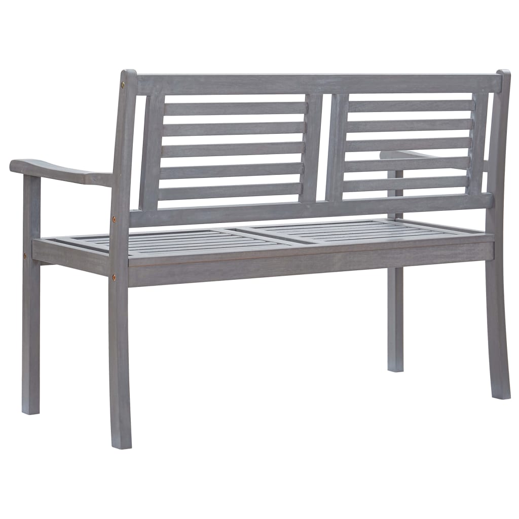 2-Seater Patio Bench 47.2" Gray Solid Wood Eucalyptus