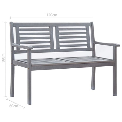 2-Seater Patio Bench 47.2" Gray Solid Wood Eucalyptus
