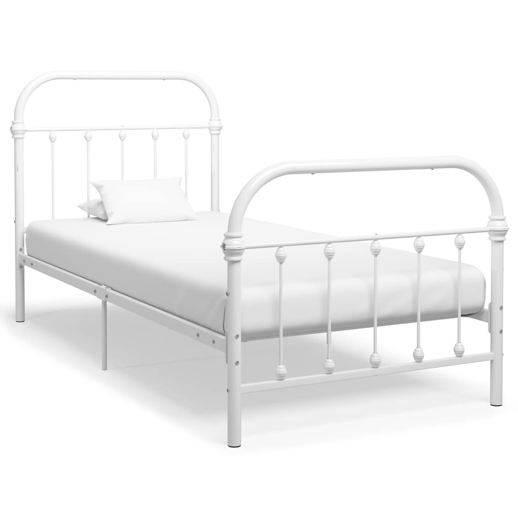 Bed Frame without Mattress White Metal 90x200 cm