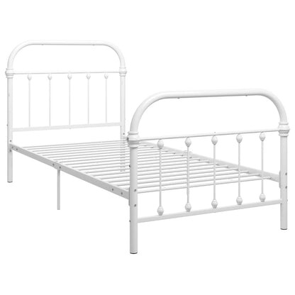Bed Frame without Mattress White Metal 90x200 cm