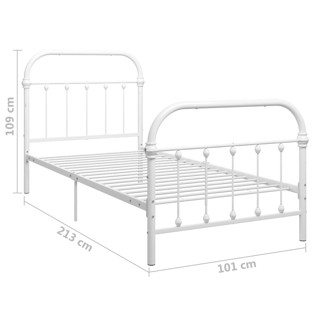 Bed Frame without Mattress White Metal 90x200 cm