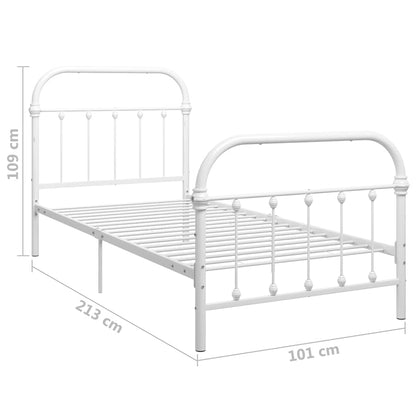 Bed Frame without Mattress White Metal 90x200 cm