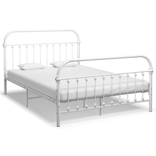 284494 vidaXL Bed Frame without Mattress White Metal 120x200 cm
