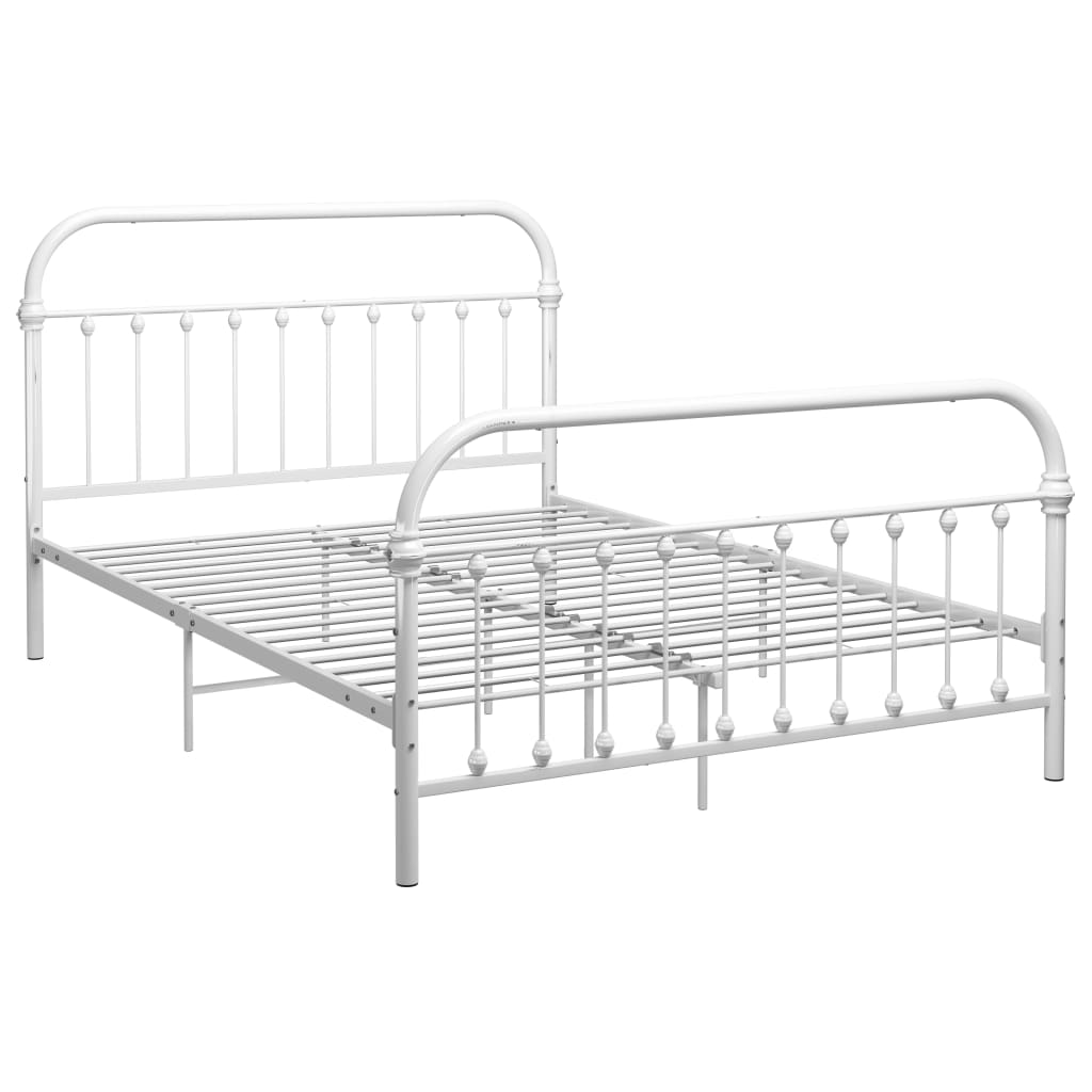 284494 vidaXL Bed Frame without Mattress White Metal 120x200 cm