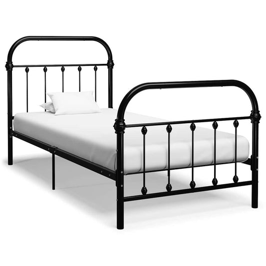Bed Frame without Mattress Black Metal 90x200 cm