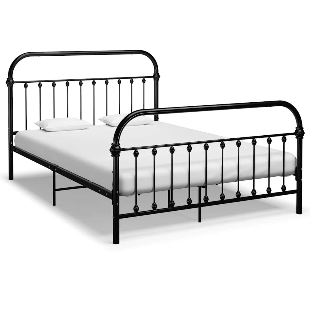 Bed Frame | Black | Metal | Double | Heavy Duty | Vintage