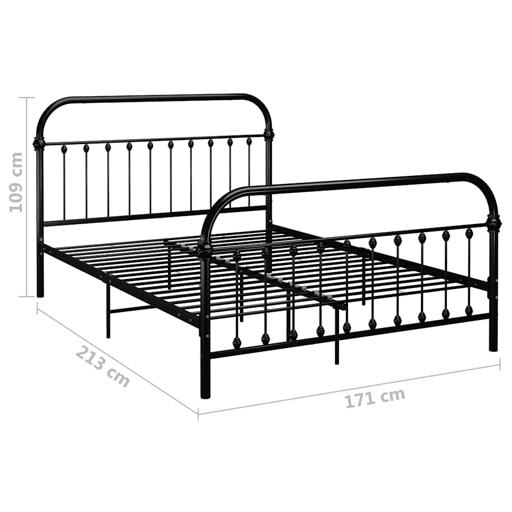 Bed Frame | Black | Metal | Double | Heavy Duty | Vintage