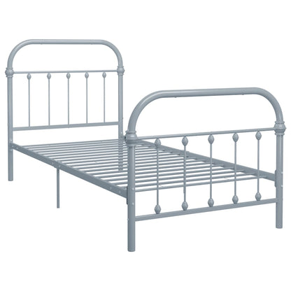 Bed Frame | Grey | Metal | Fits 90x200 cm Mattress | Durable
