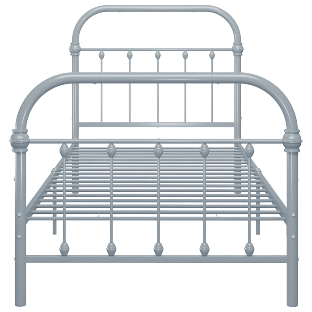 Bed Frame | Grey | Metal | Fits 90x200 cm Mattress | Durable