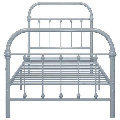 Bed Frame | Grey | Metal | Fits 90x200 cm Mattress | Durable