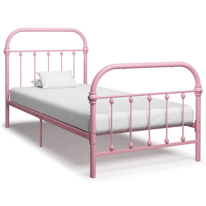 Bed Frame | Pink | Metal | 90x200 cm | Durable | Bed Frame | Rectangular
