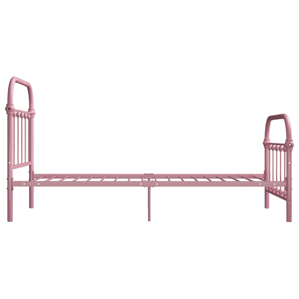 Bed Frame | Pink | Metal | 90x200 cm | Durable | Bed Frame | Rectangular