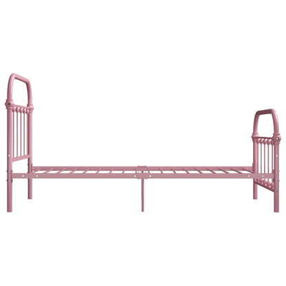 Bed Frame | Pink | Metal | 90x200 cm | Durable | Bed Frame | Rectangular