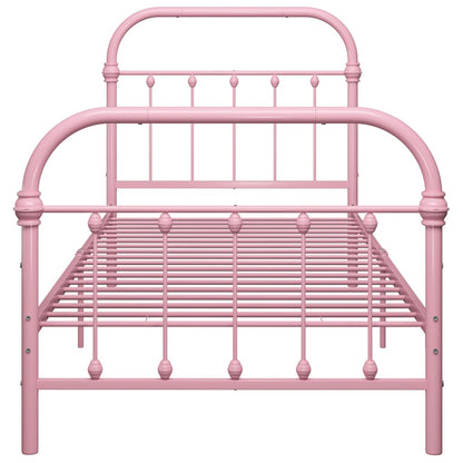 Bed Frame | Pink | Metal | 90x200 cm | Durable | Bed Frame | Rectangular