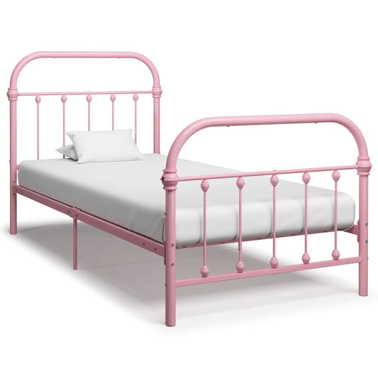 284511 vidaXL Bed Frame without Mattress Pink Metal 100x200 cm