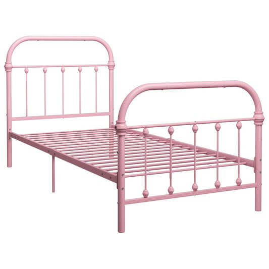 284511 vidaXL Bed Frame without Mattress Pink Metal 100x200 cm