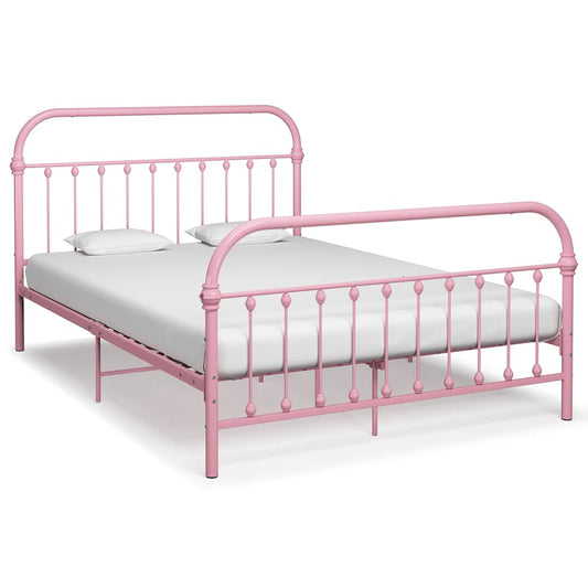 Bed Frame without Mattress Pink Metal 120x200 cm