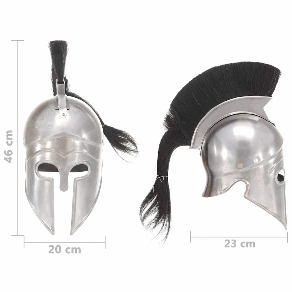286120 vidaXL Greek Warrior Helmet Antique Replica LARP Silver Steel