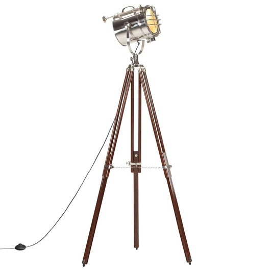 Floor Lamp | Natural and silver | Solid mango wood, steel | Large