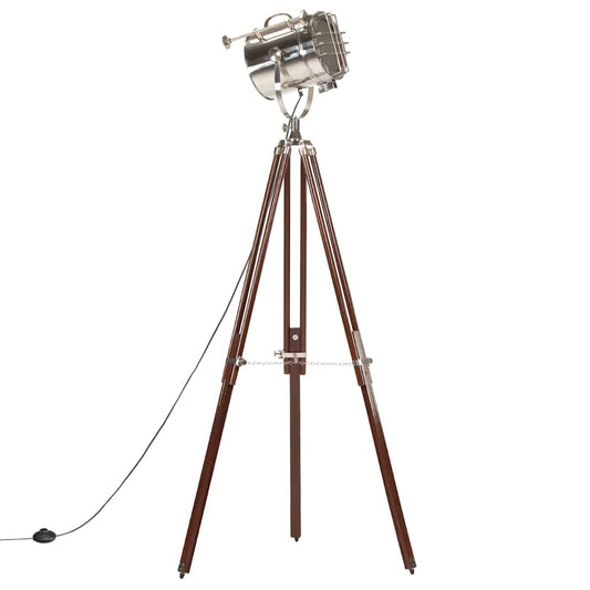 Floor Lamp | Natural and silver | Solid mango wood, steel | Large
