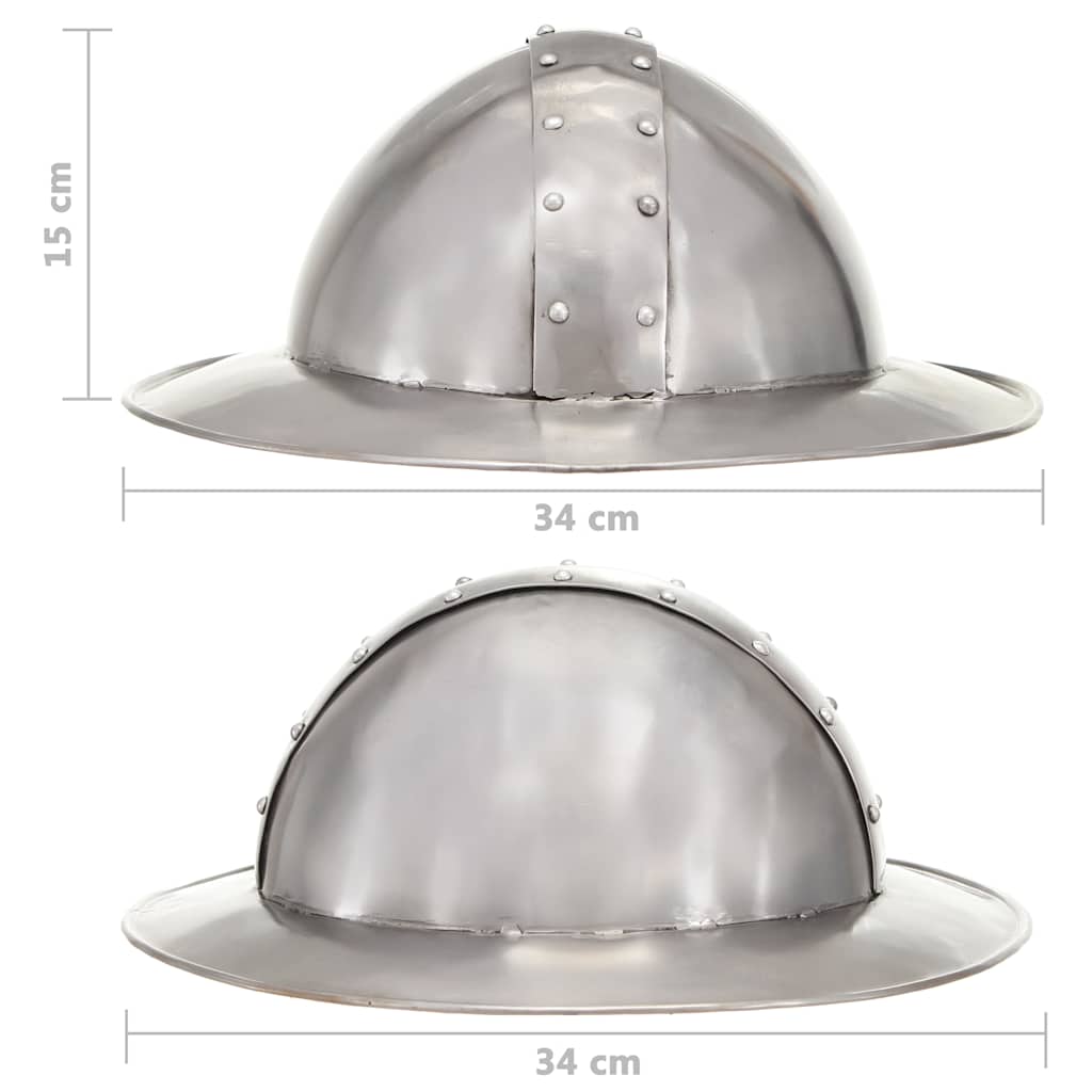 286213 vidaXL Medieval Knight Helmet Antique Replica LARP Silver Steel