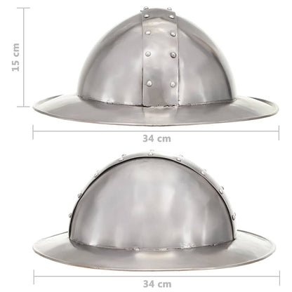 286213 vidaXL Medieval Knight Helmet Antique Replica LARP Silver Steel