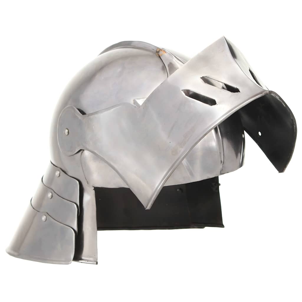 286215 vidaXL Medieval Knight Helmet Antique Replica LARP Silver Steel