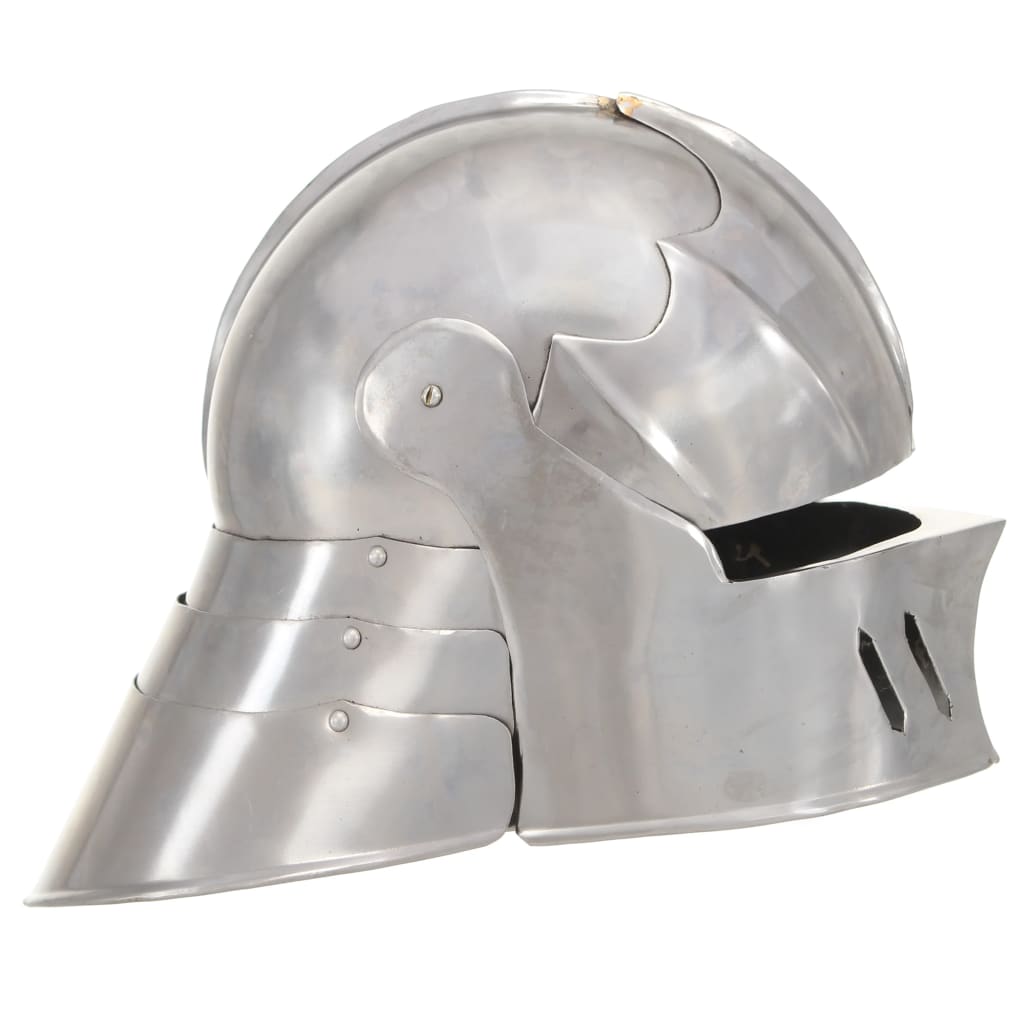 286215 vidaXL Medieval Knight Helmet Antique Replica LARP Silver Steel