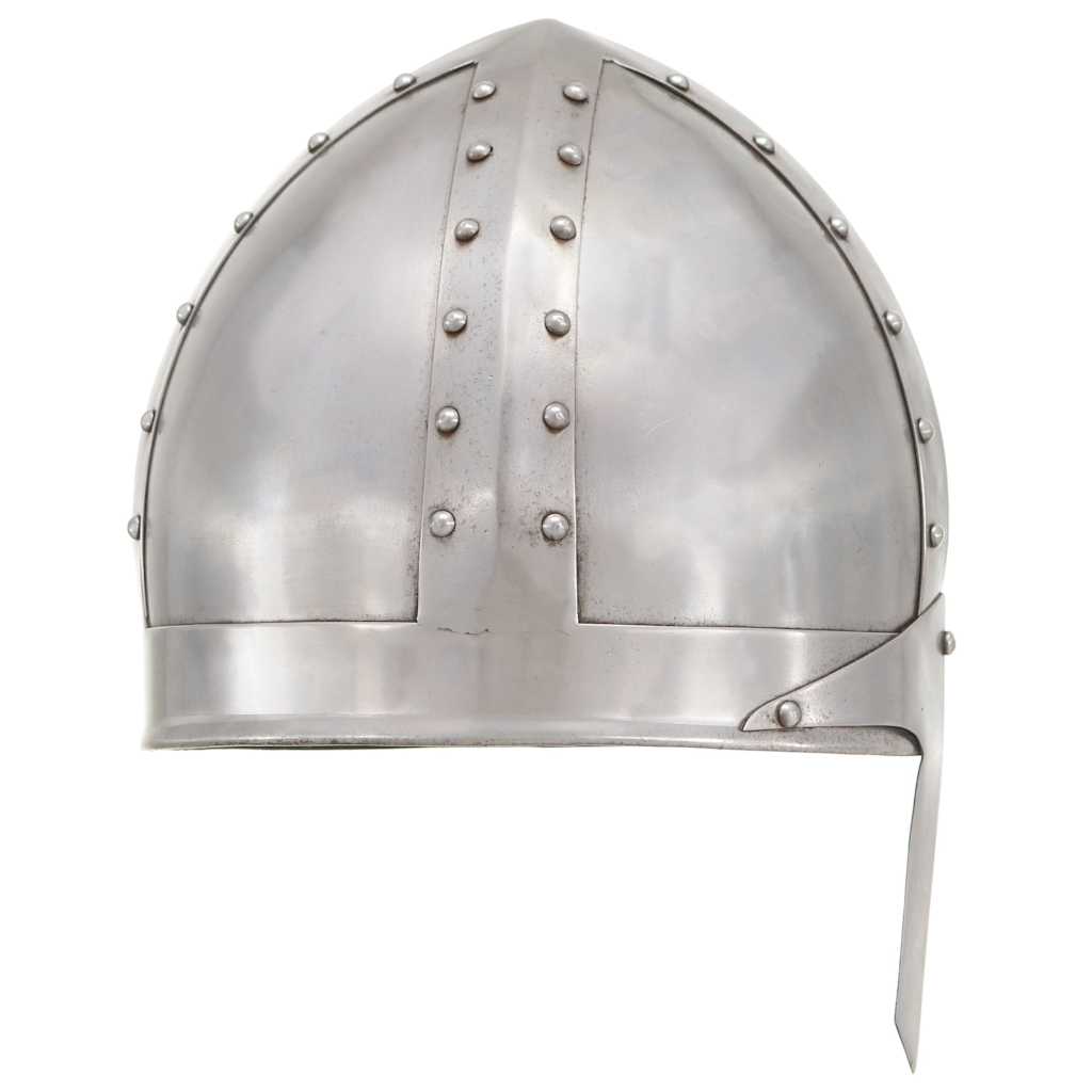 286216 vidaXL Medieval Knight Helmet Antique Replica LARP Silver Steel