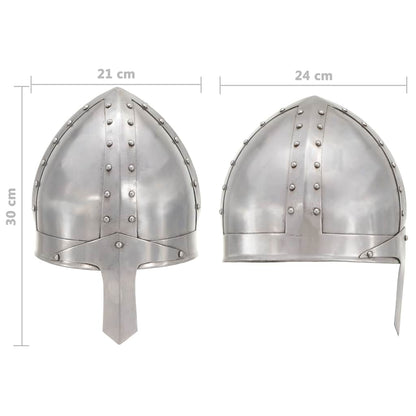 286216 vidaXL Medieval Knight Helmet Antique Replica LARP Silver Steel