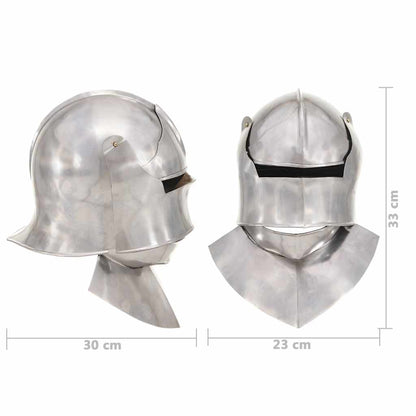 286220 vidaXL Medieval Knight Helmet Antique Replica LARP Silver Steel