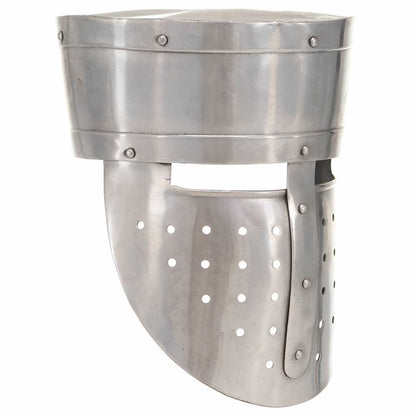 286221 vidaXL Medieval Knight Helmet Antique Replica LARP Silver Steel