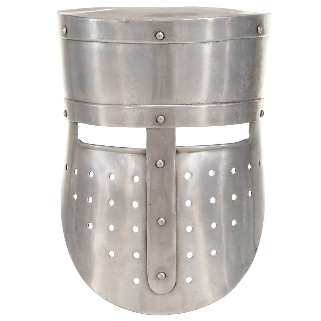 286221 vidaXL Medieval Knight Helmet Antique Replica LARP Silver Steel