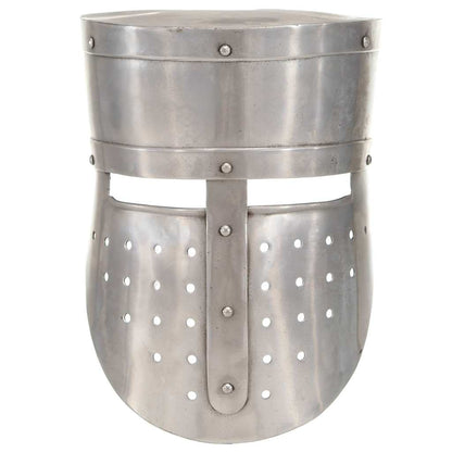 286221 vidaXL Medieval Knight Helmet Antique Replica LARP Silver Steel