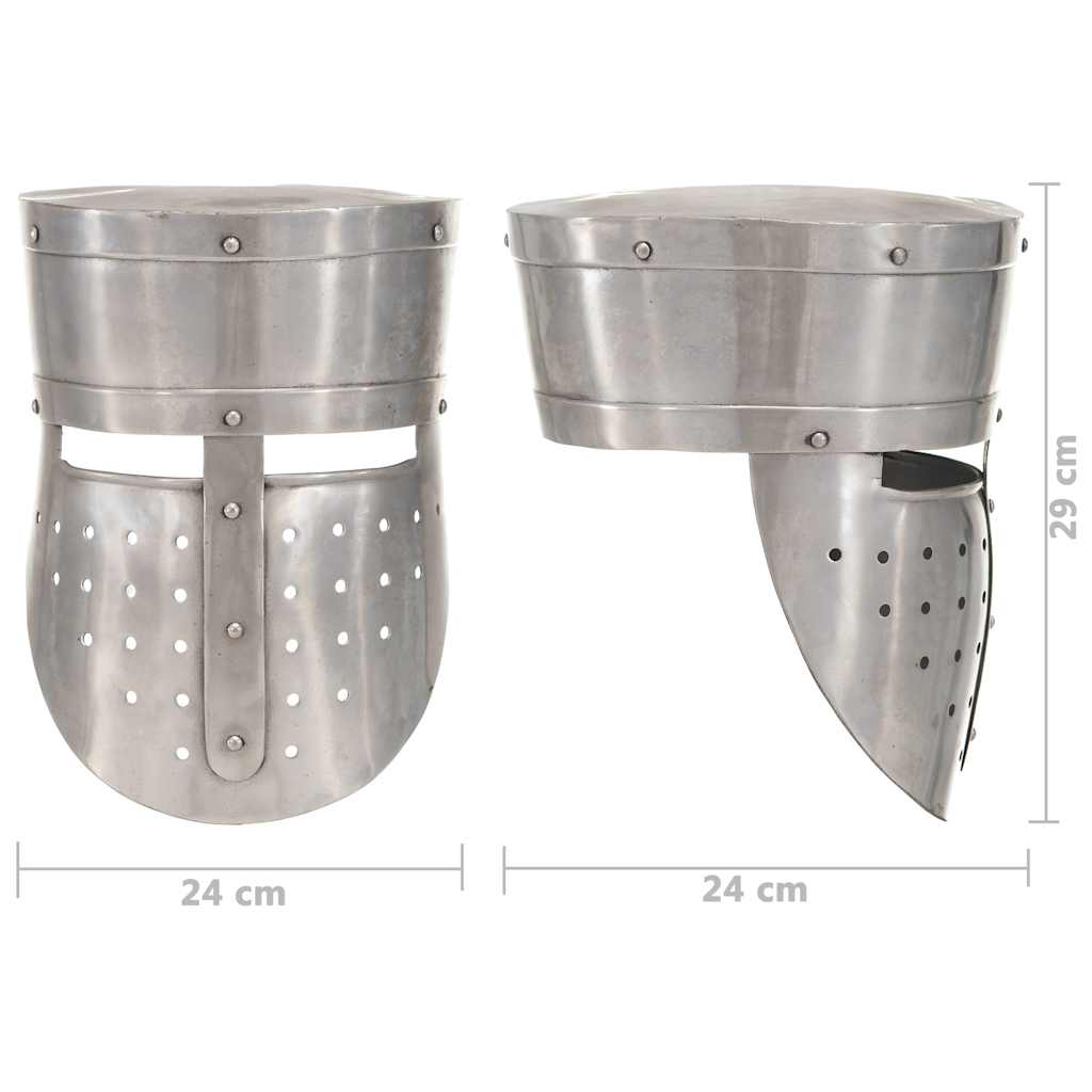 286221 vidaXL Medieval Knight Helmet Antique Replica LARP Silver Steel