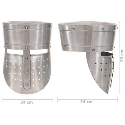 286221 vidaXL Medieval Knight Helmet Antique Replica LARP Silver Steel