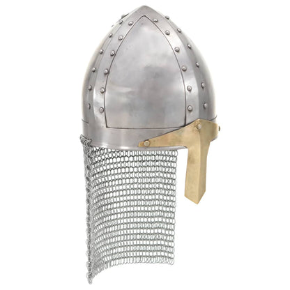 286222 vidaXL Crusader Knight Helmet Antique Replica LARP Silver Steel