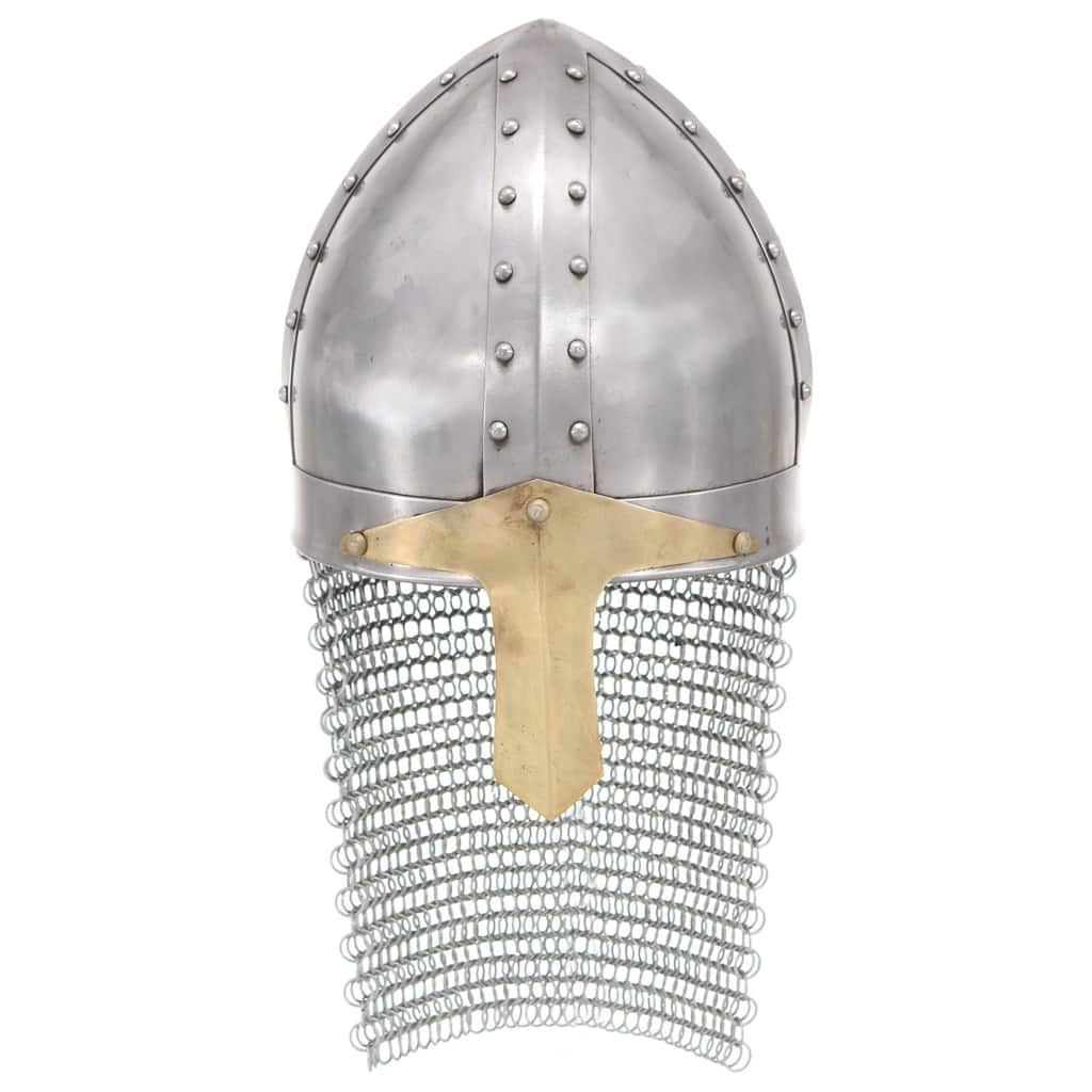 286222 vidaXL Crusader Knight Helmet Antique Replica LARP Silver Steel