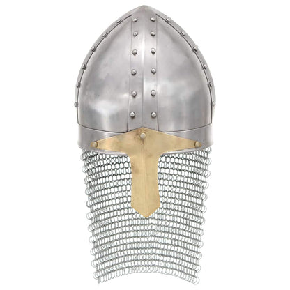 286222 vidaXL Crusader Knight Helmet Antique Replica LARP Silver Steel