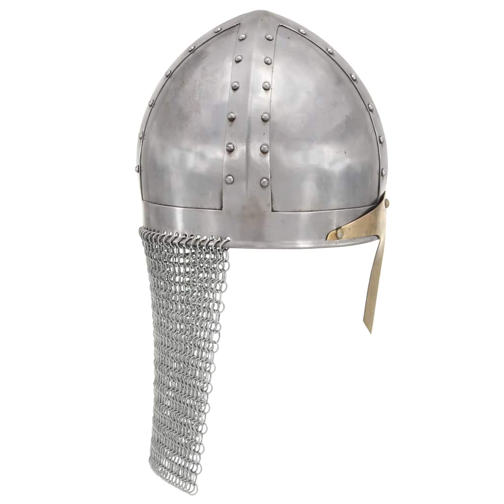 286222 vidaXL Crusader Knight Helmet Antique Replica LARP Silver Steel