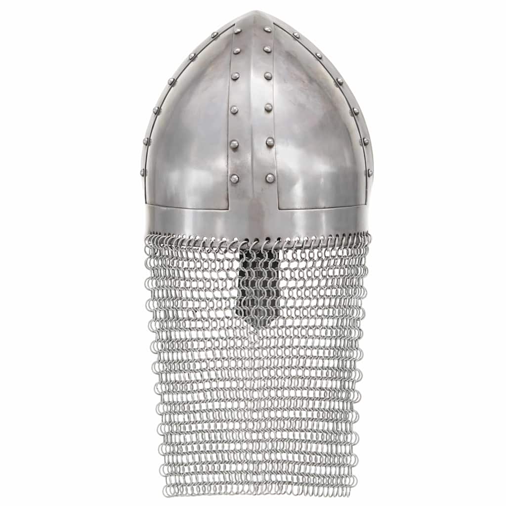 286222 vidaXL Crusader Knight Helmet Antique Replica LARP Silver Steel